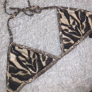 Brown zebra print bathing suit top